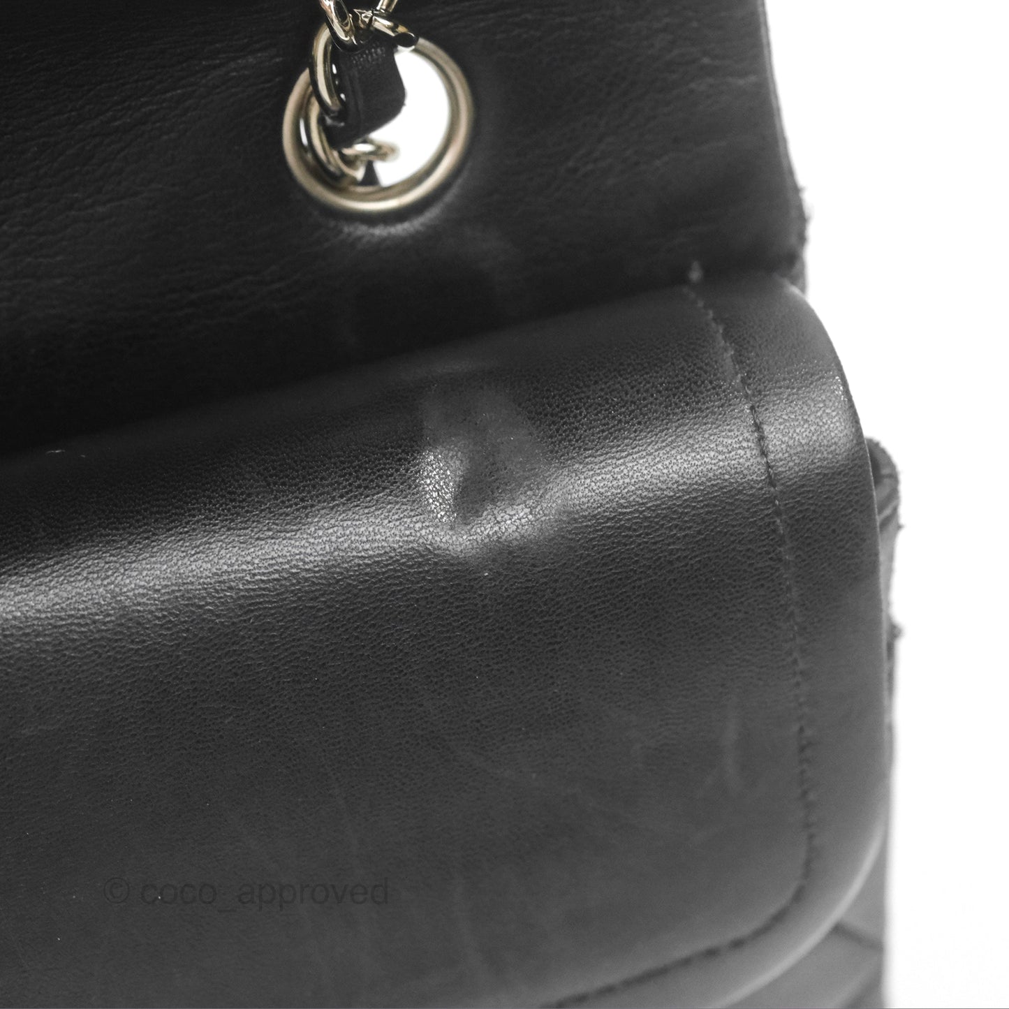 Chanel Classic M/L Medium Flap Quilted Black Lambskin Silver Hardware
