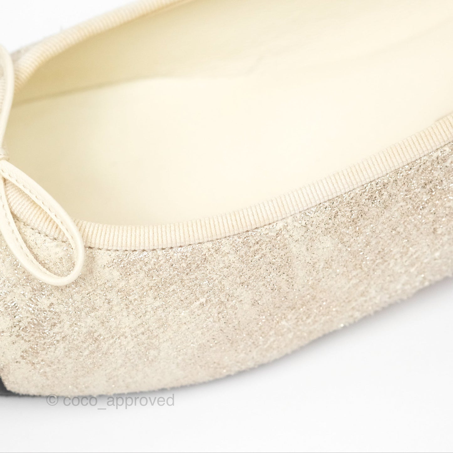 Chanel Ballerina Flats Glitter Ivory Black Size 39