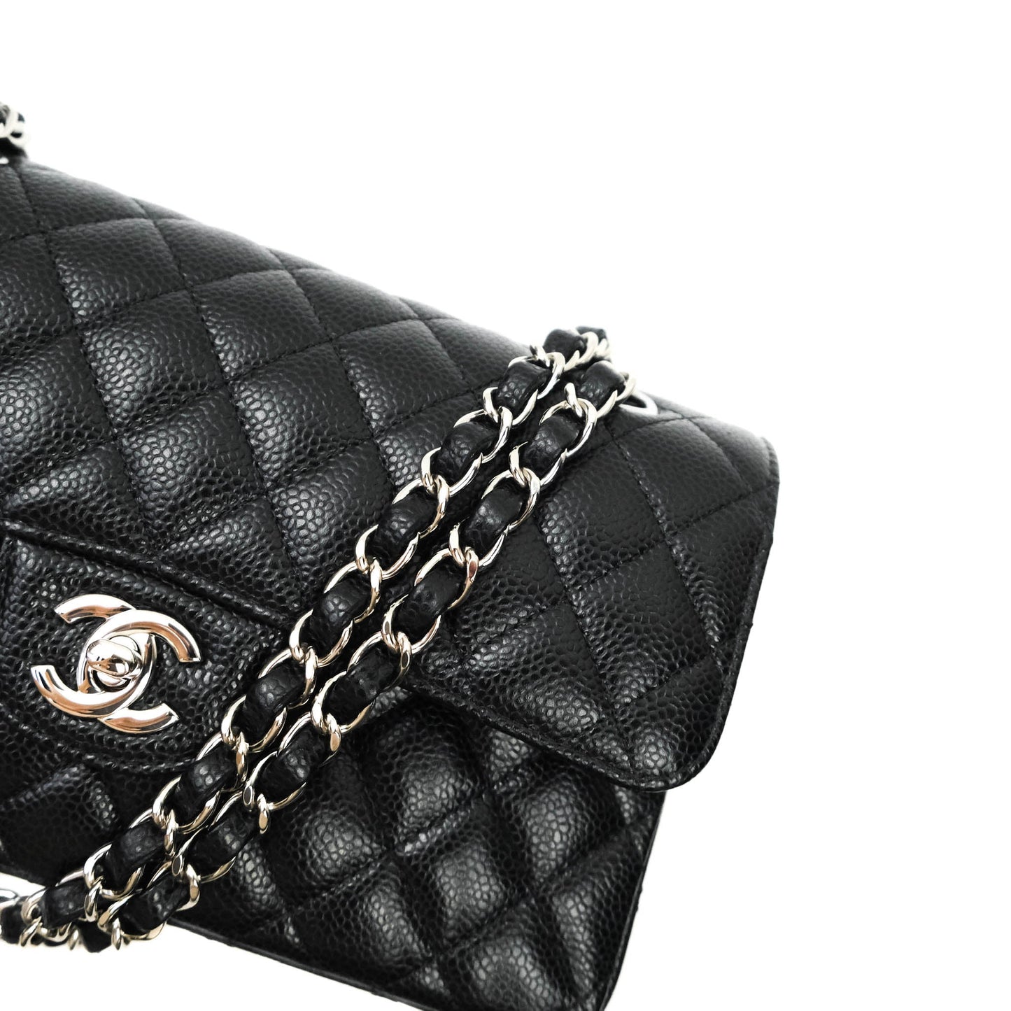 Chanel Small S/M Quilted Classic Flap Black Caviar Silver Hardware