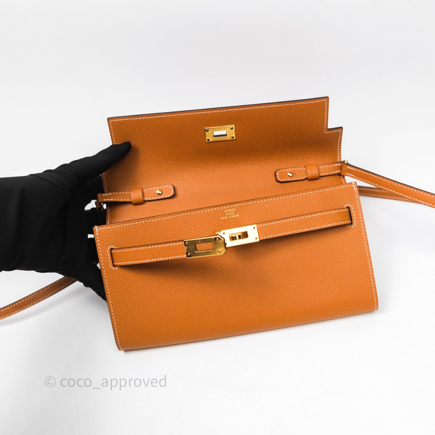 Hermès Kelly To Go Wallet Toffee 1H Epsom Gold Hardware