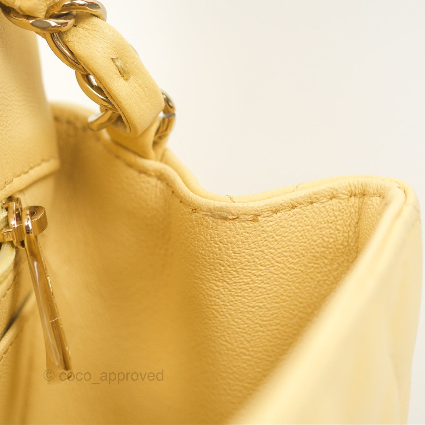 Chanel Quilted Mini Square Yellow Lambskin Gold Hardware