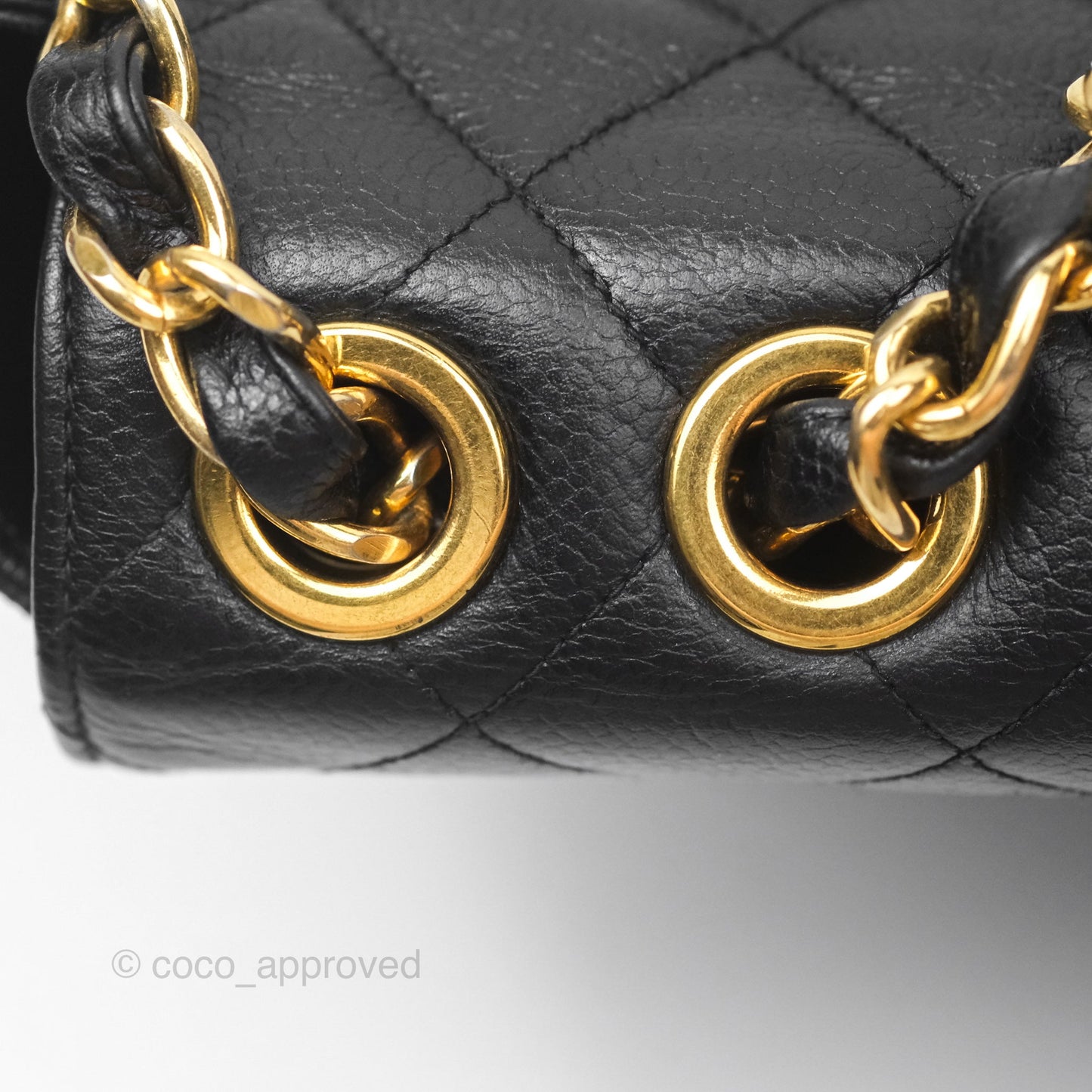 Chanel Vintage Jumbo Single Flap Black Caviar 24K Gold Hardware