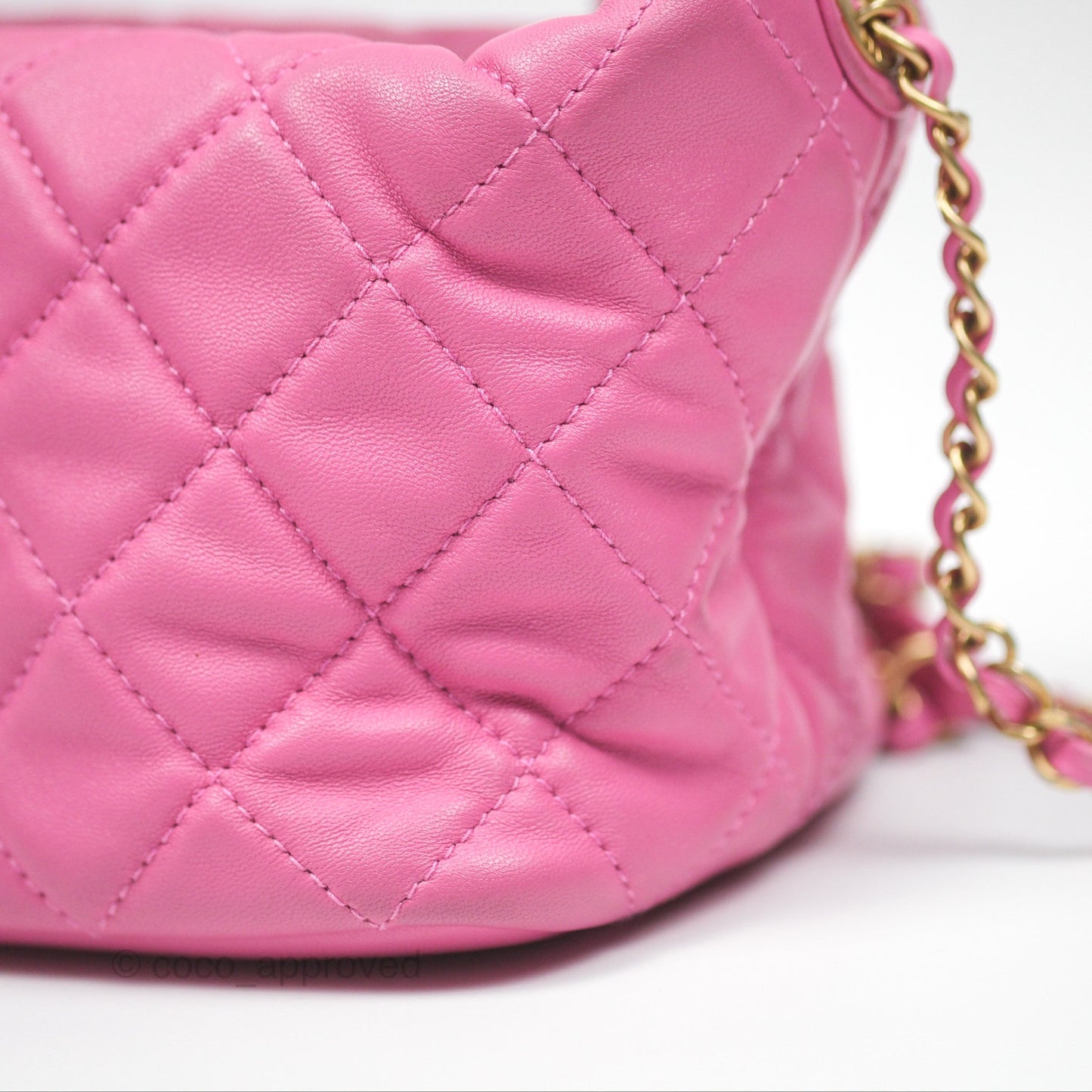 Chanel Quilted Small Perfect Meeting Hobo Pink Lambskin Aged Gold Hardware