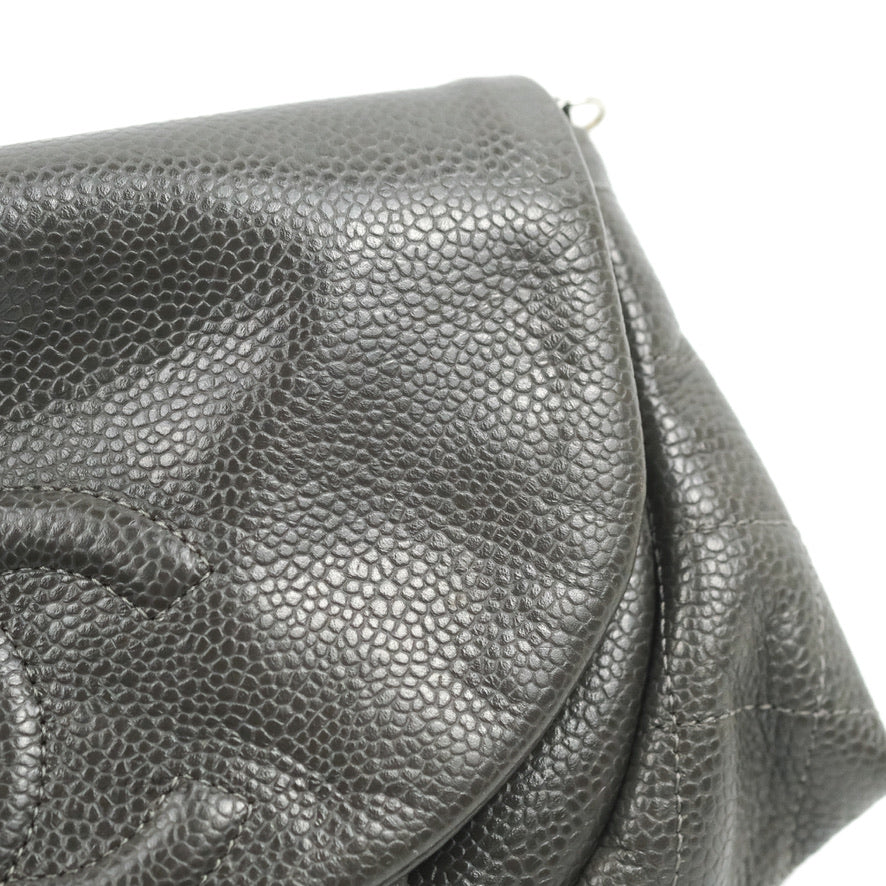Chanel Half Moon Wallet on Chain WOC Dark Grey Caviar Silver Hardware