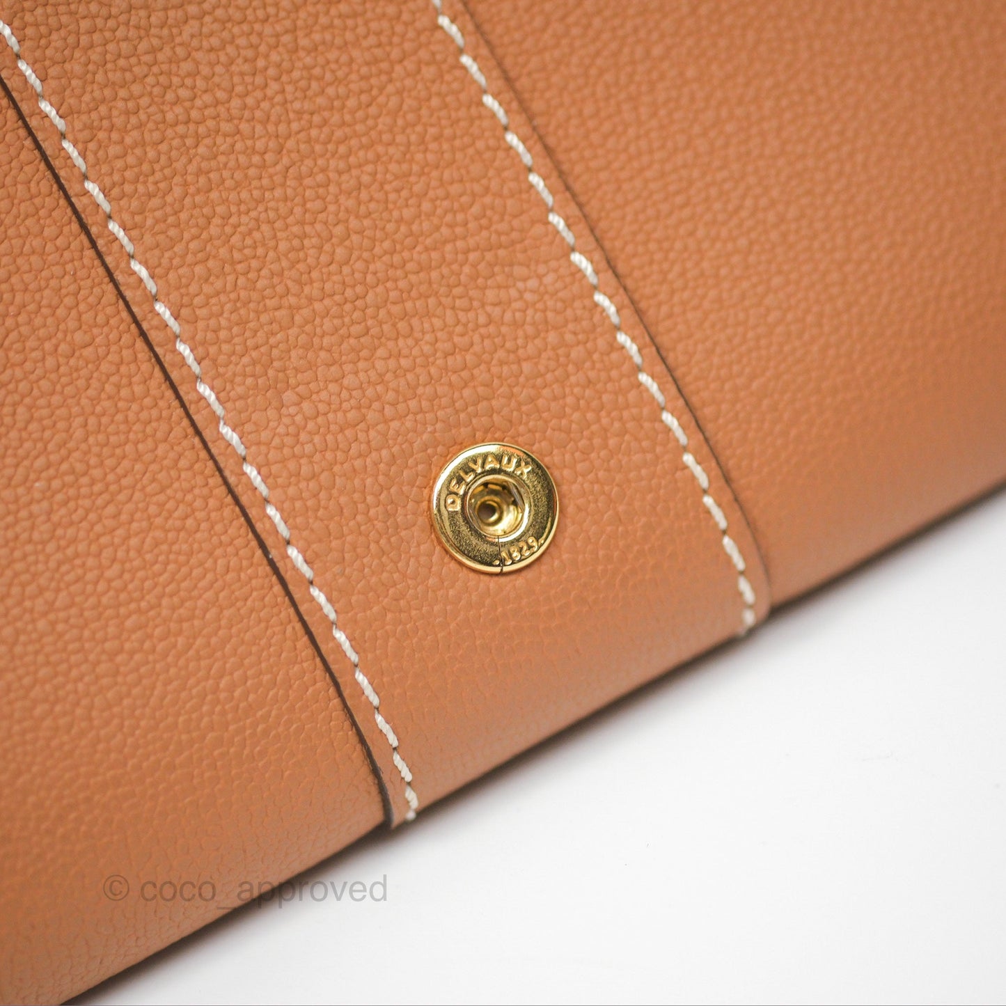 Delvaux Brillant Long Wallet Chain Surpiqué Vegetal Ivory Rodeo Calf