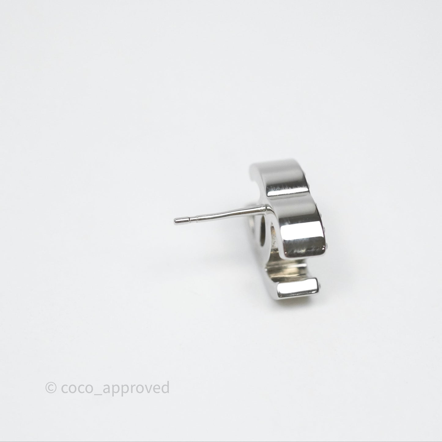Chanel Crystal CC Earrings Silver Tone 25C