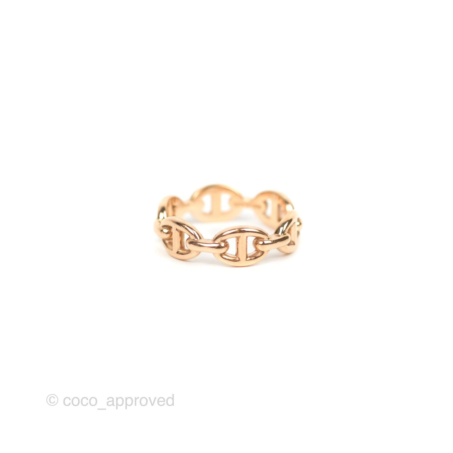Hermès Chaine d'Ancre Enchainee Band Ring PM Rose Gold Size 52