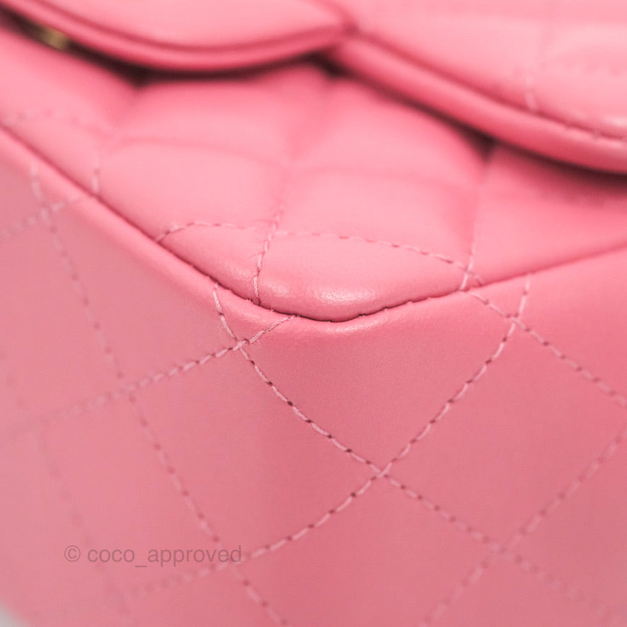 Chanel Mini Square Flap Pink Lambskin Gold Hardware