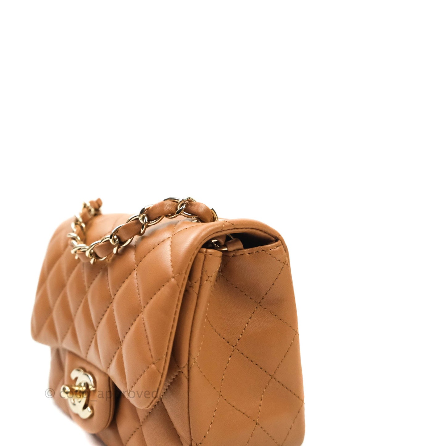 Chanel Classic Quilted Mini Square Caramel Dark Beige Lambskin Gold Hardware