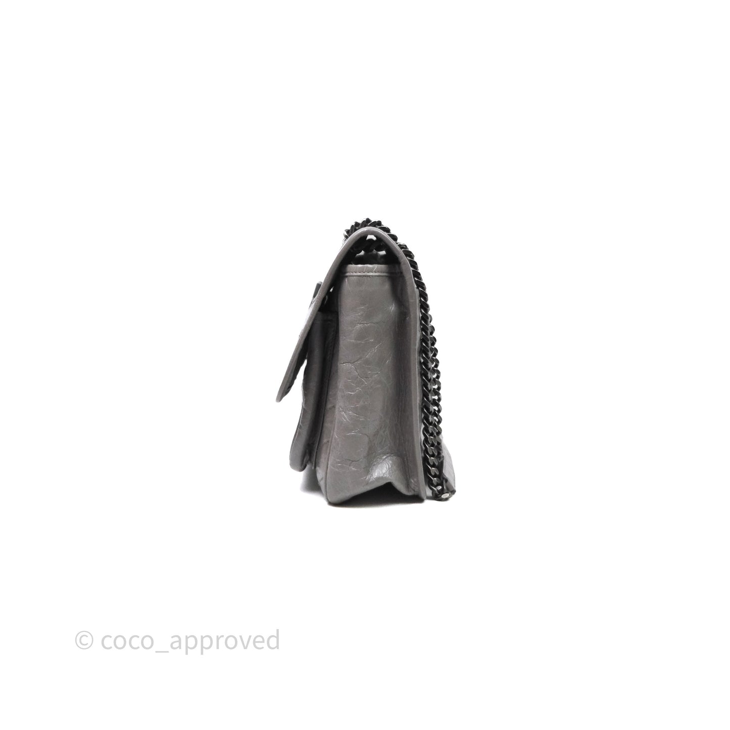 Saint Laurent Medium Niki Chain Bag Crinkled Calfskin Grey