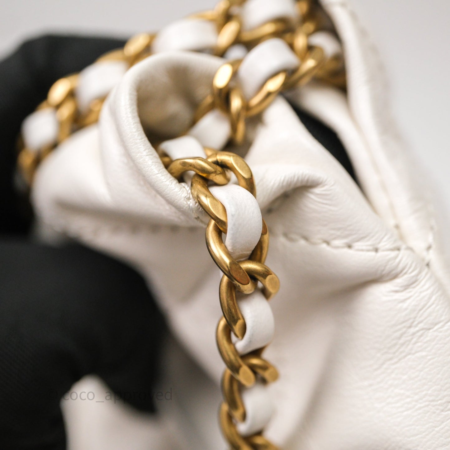 Chanel 22 Mini Bag White Calfskin Aged Gold Hardware