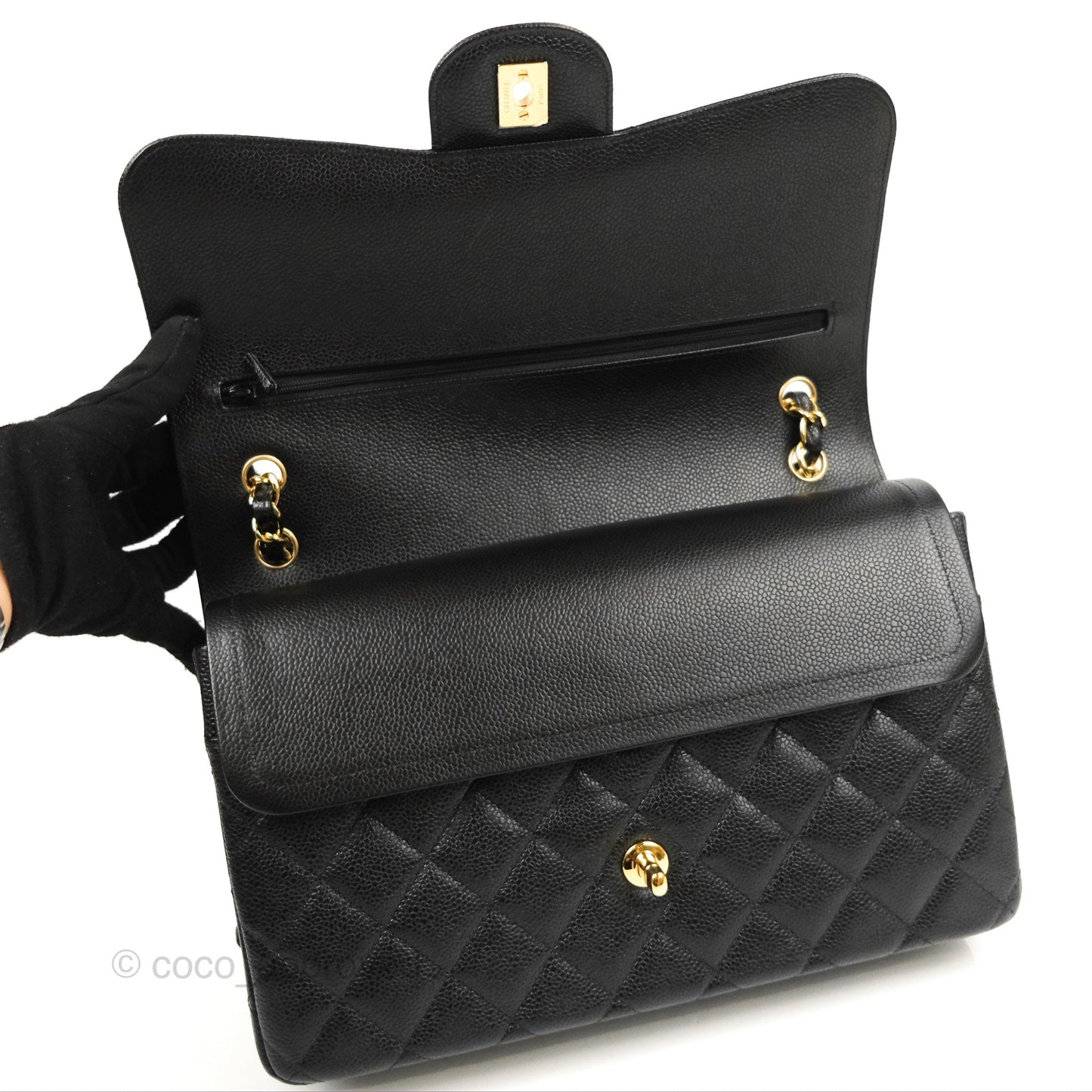 Chanel Jumbo Double Flap Black Caviar Gold Hardware⁣⁣