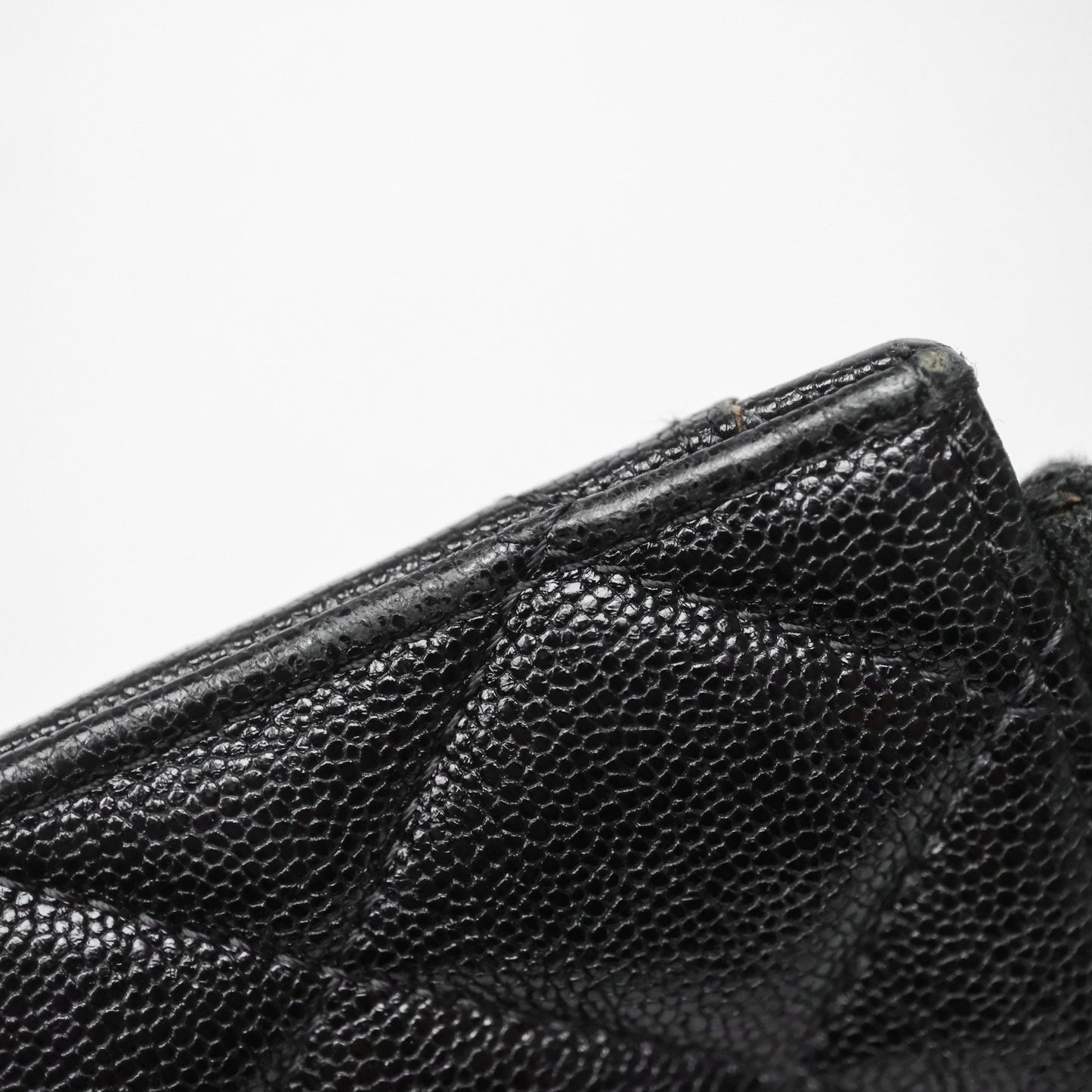 Chanel Boy Zip Long Wallet Black Caviar Gold Hardware