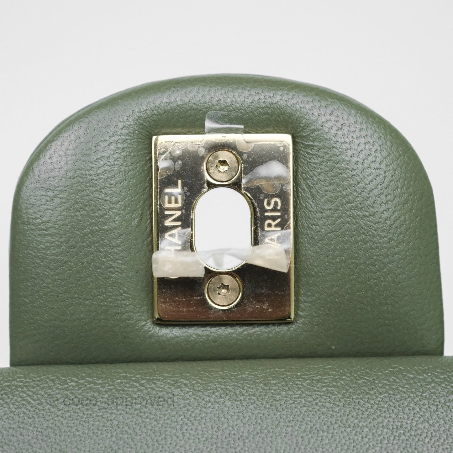 Chanel Mini Square Flap Quilted Olive Green Lambskin Gold Hardware