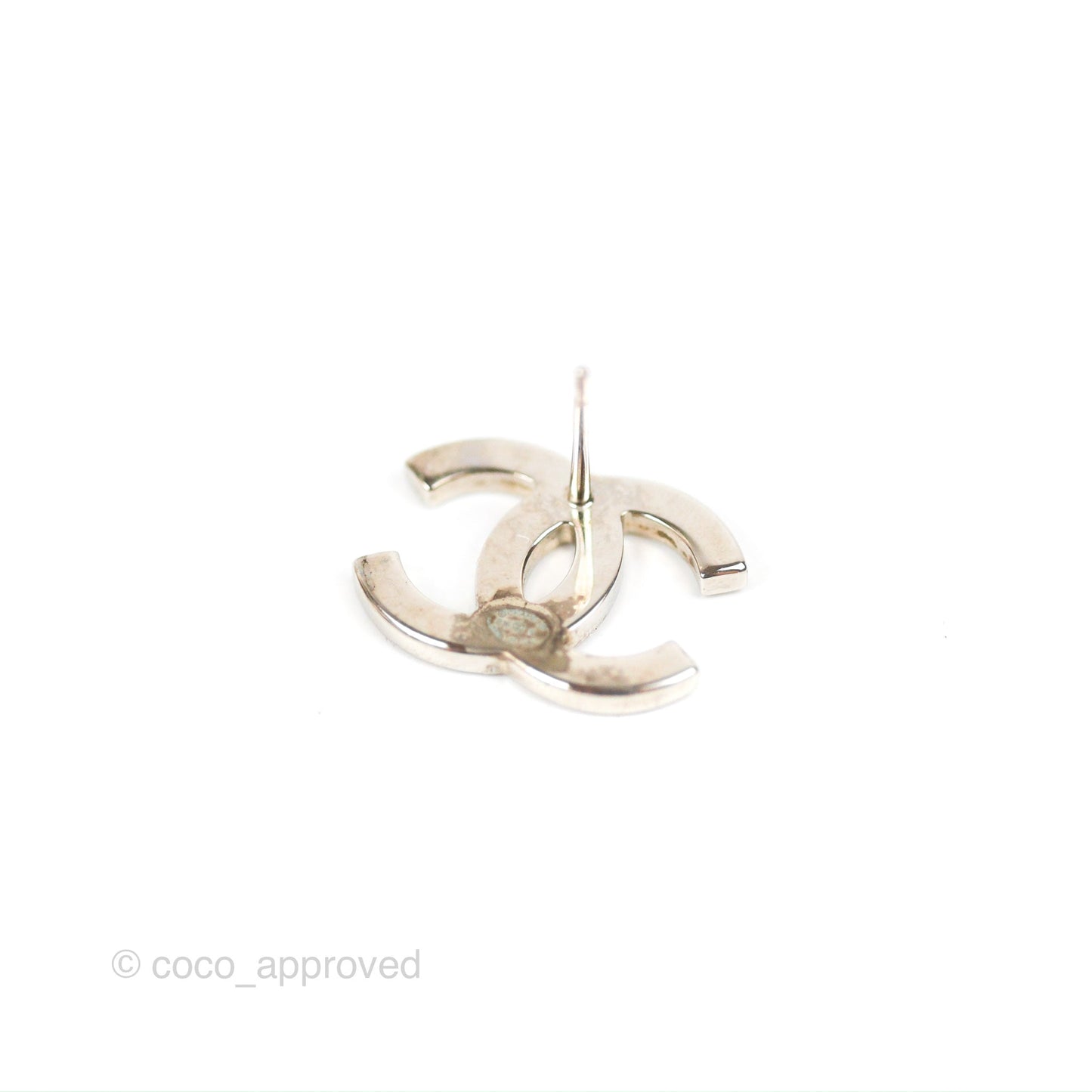 Chanel Crystal CC Earrings Silver Tone 16K