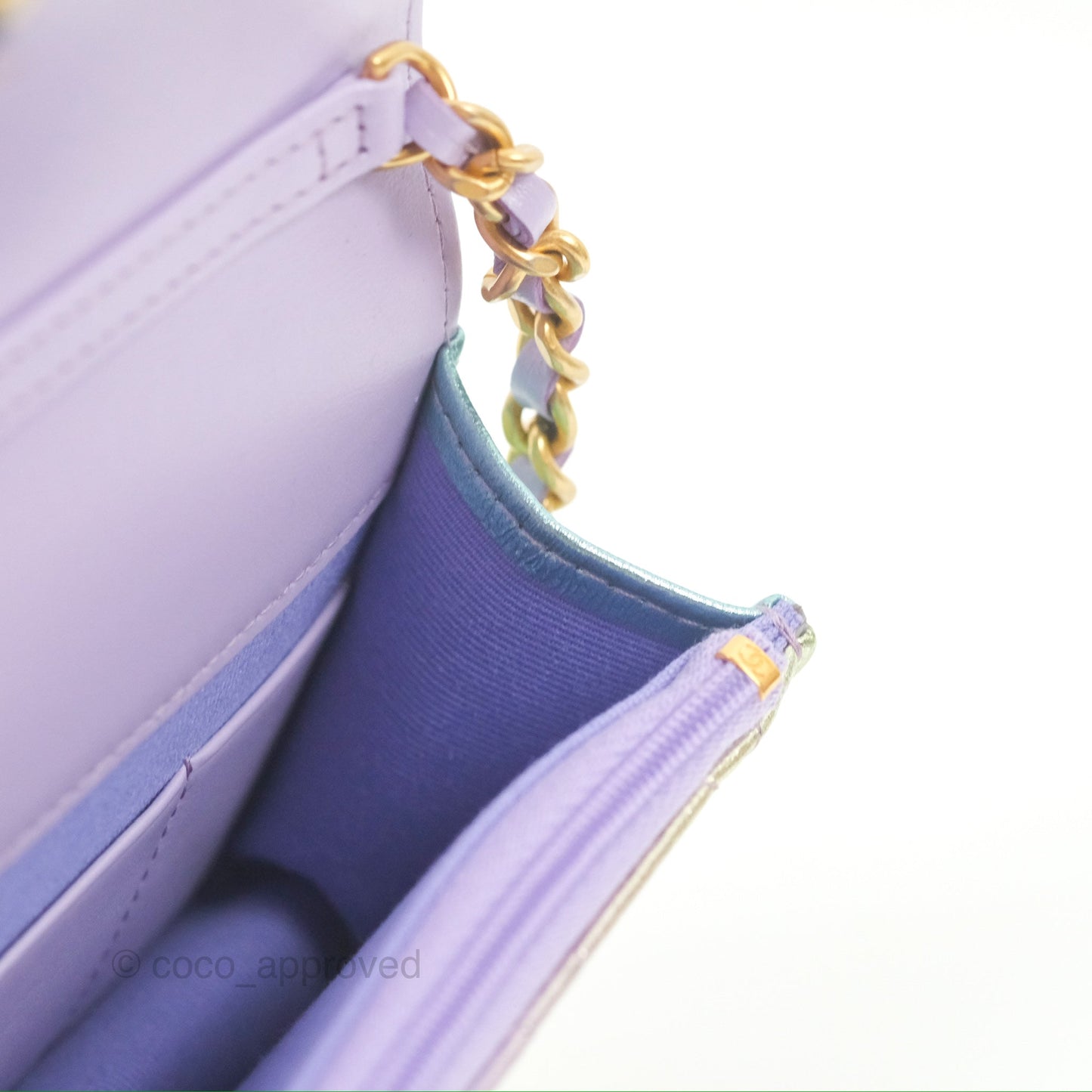 Chanel Mini WOC Phone Holder Metallic Rainbow Lambskin 24C