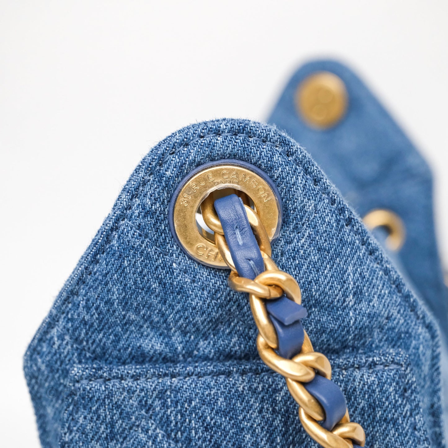 Chanel 25 Mini Washed Denim Aged Gold Hardware