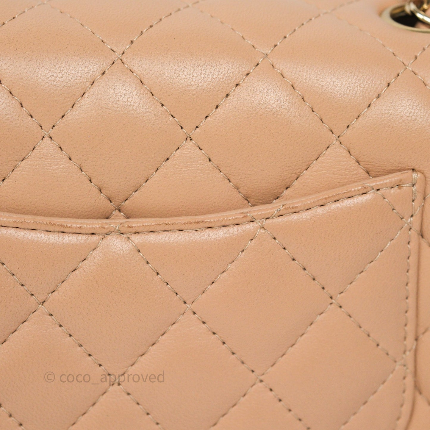 Chanel Mini Rectangular Quilted Beige Lambskin Gold Hardware