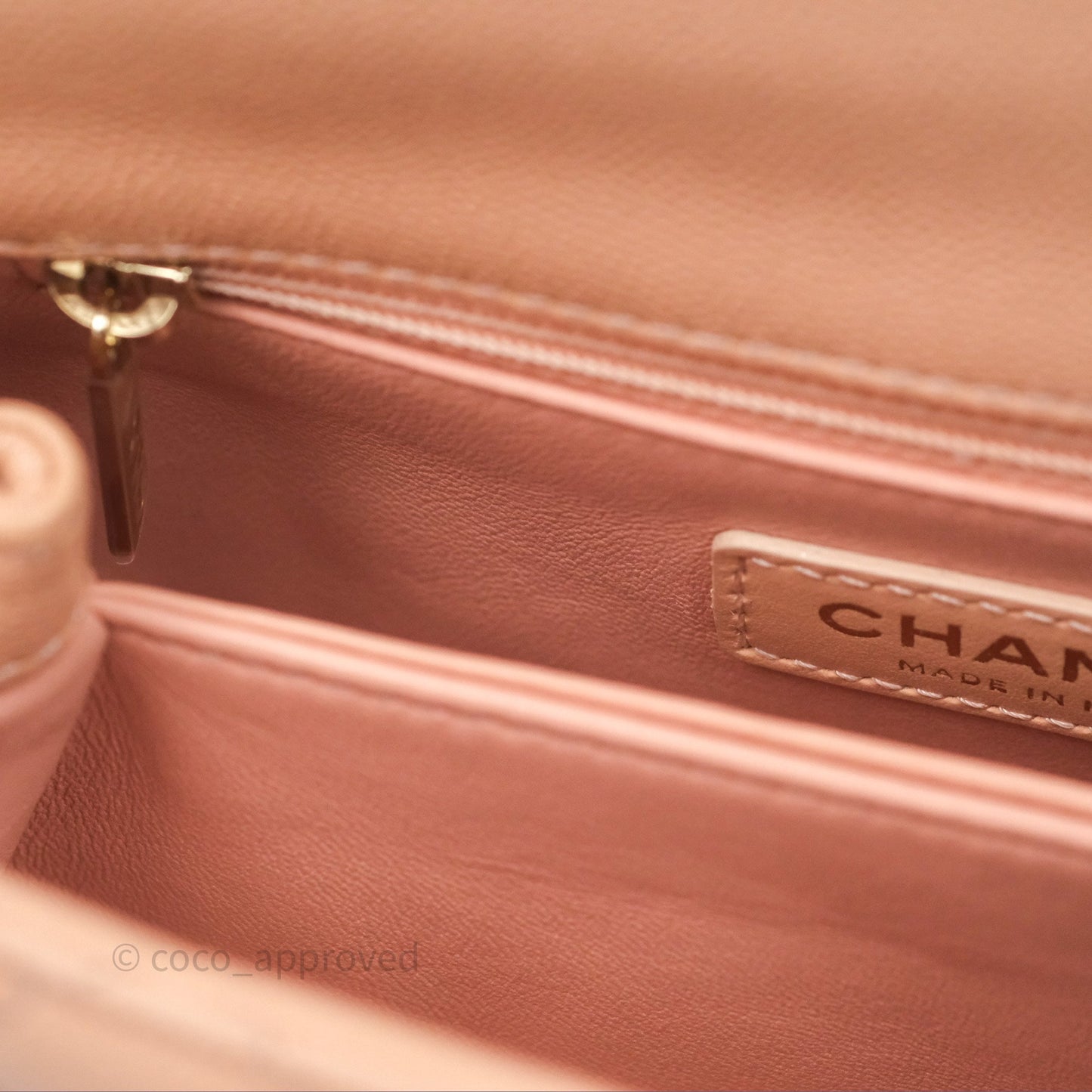 Chanel Small Coco Handle Quilted Pink Beige Caviar Gold Hardware