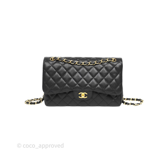 Chanel Jumbo Double Flap Black Caviar Gold Hardware⁣⁣