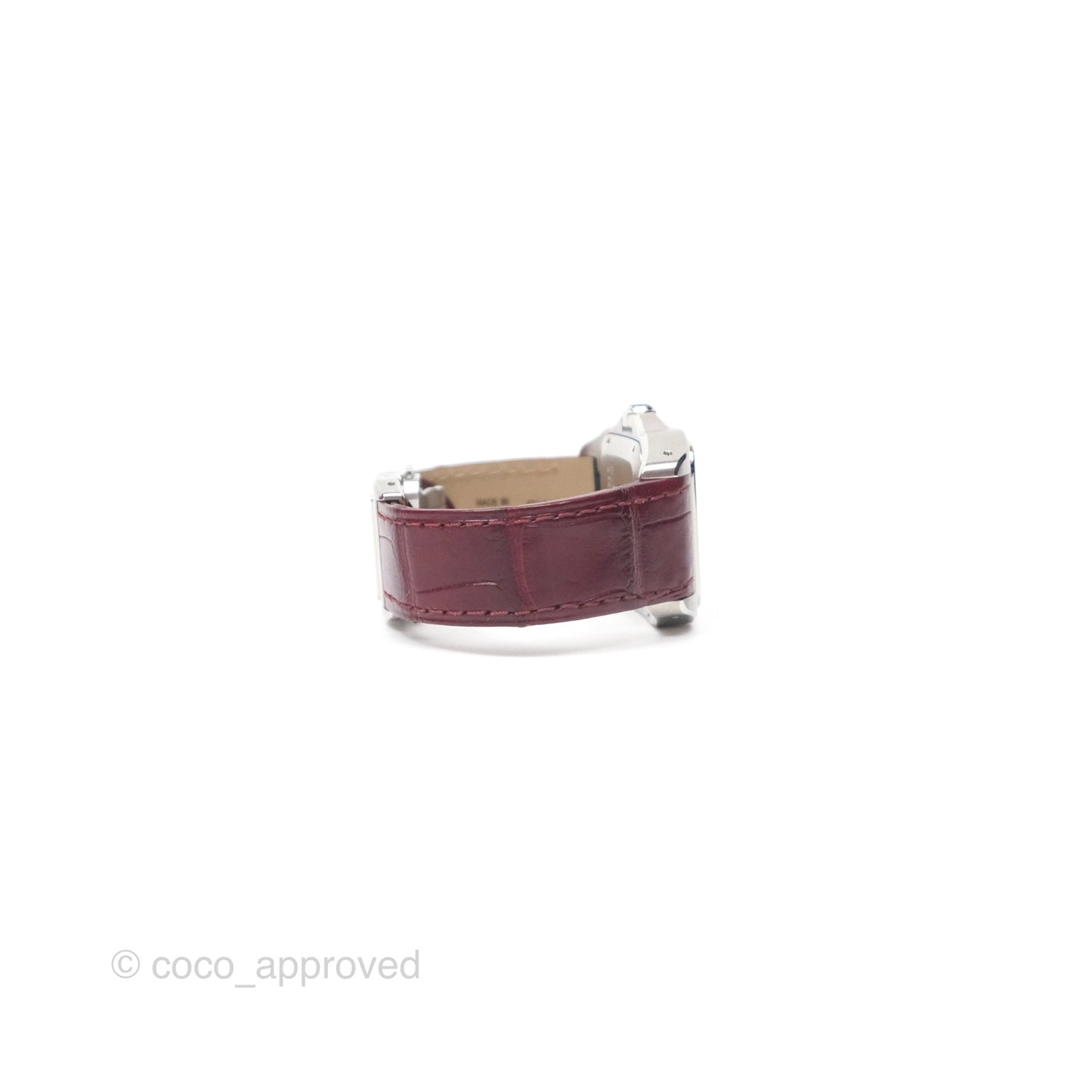 Cartier Santos-Dumont Automatic Steel Watch Burgundy Alligator-skin Strap