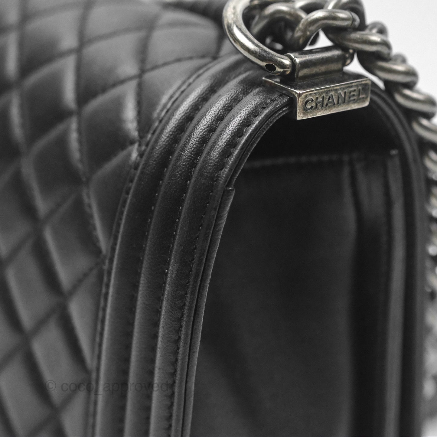 Chanel Quilted Medium Boy Black Calfskin Ruthenium Hardware