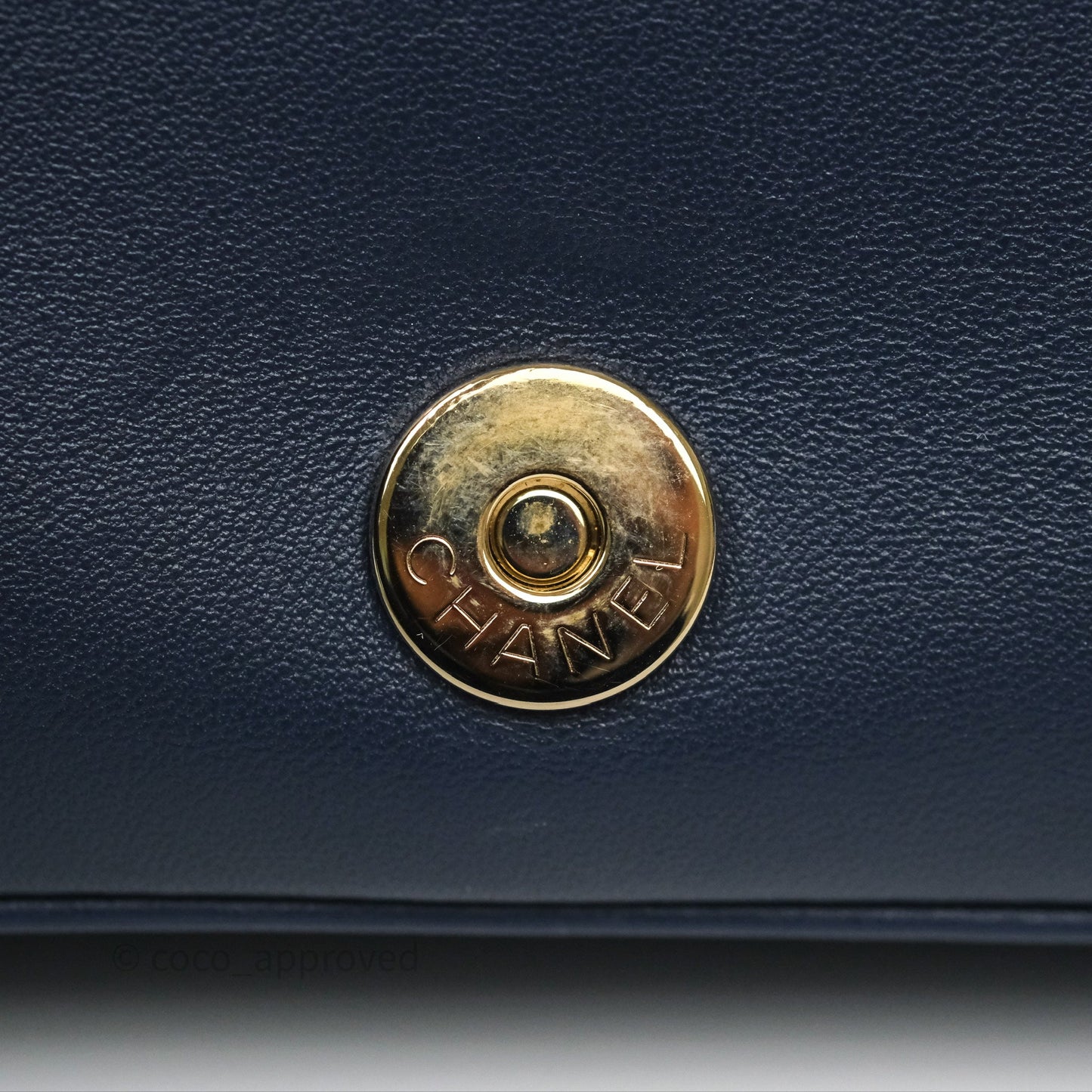 Chanel CC Mania Flap Bag Navy Lambskin Gold Hardware