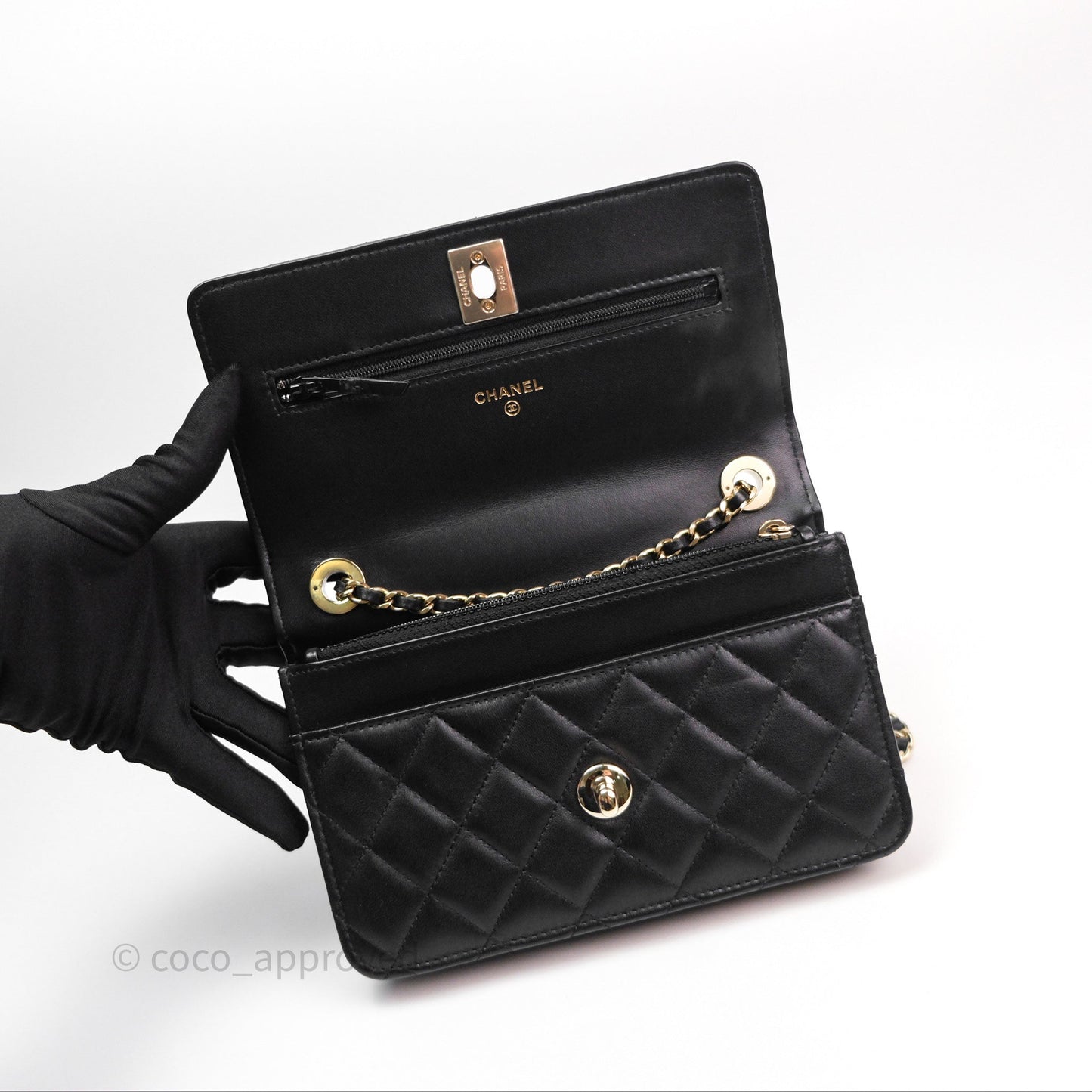 Chanel Trendy CC WOC Wallet on Chain Black Lambskin Gold Hardware