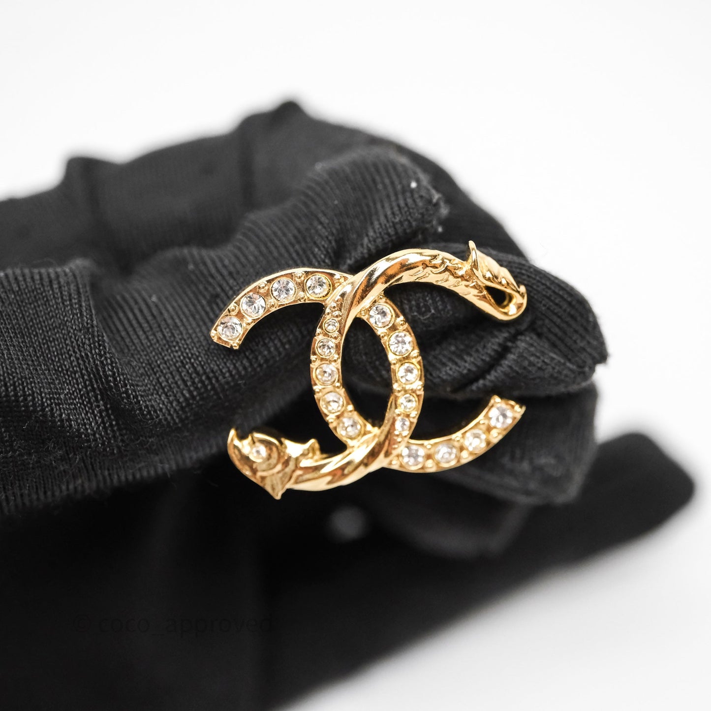 Chanel CC Crystals Earrings Gold Tone 23C