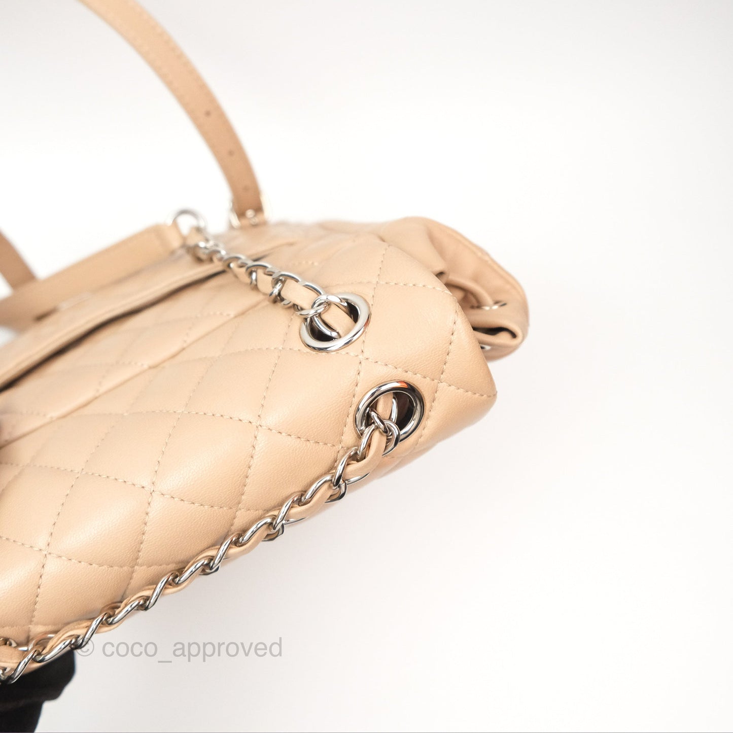 Chanel Quilted Small Urban Spirit Backpack Beige Lambskin Silver Hardware