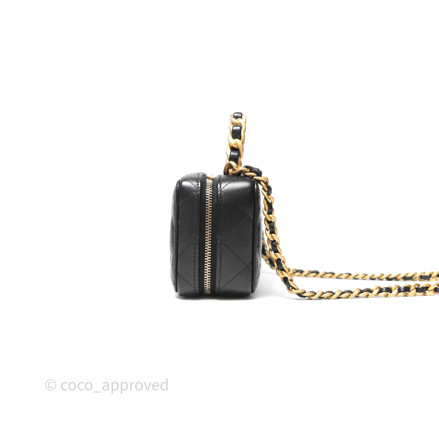 Chanel Top Handle Vanity Case Black Lambskin Aged Gold Hardware 22A