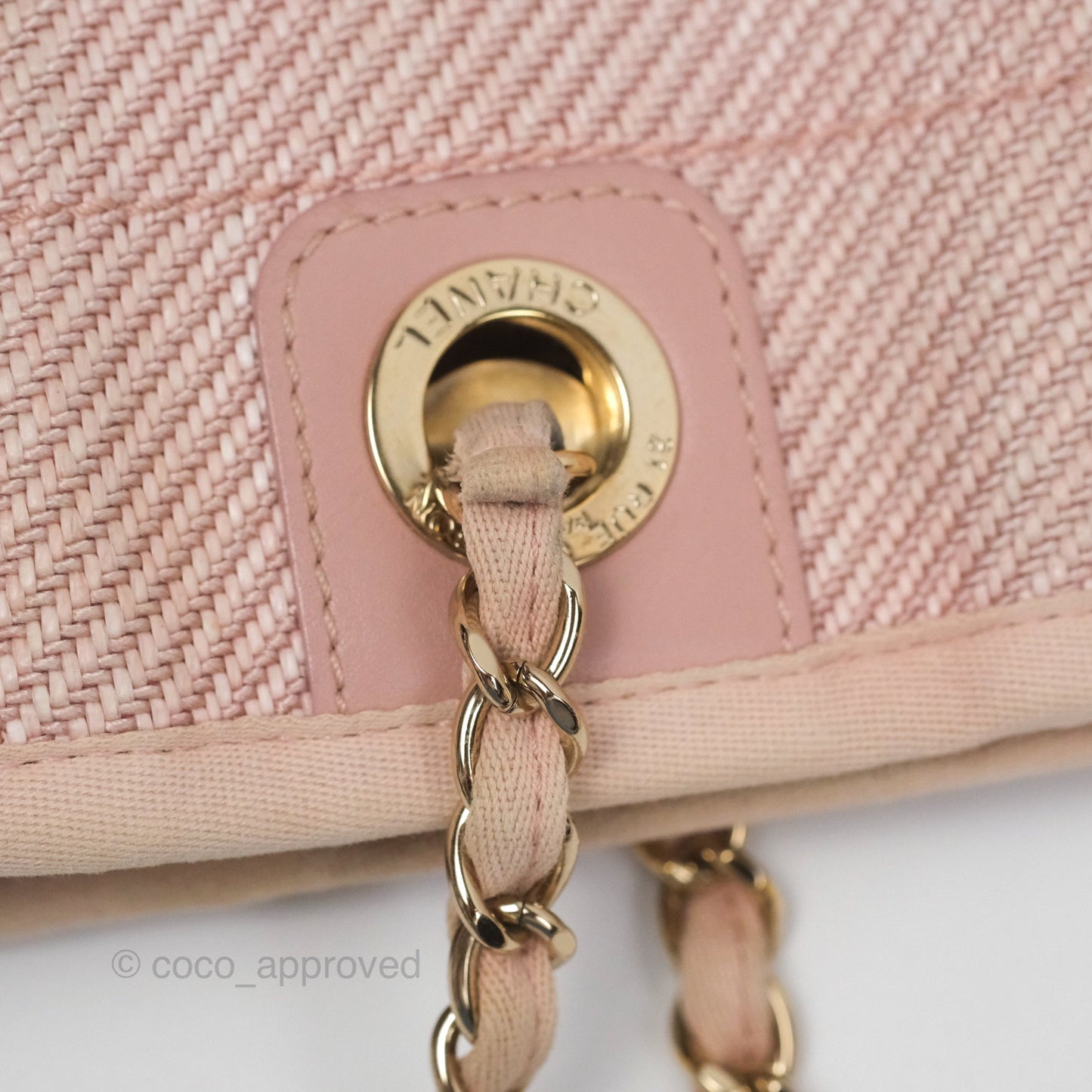 Chanel Small Vertical Deauville Canvas Pink Gold Hardware