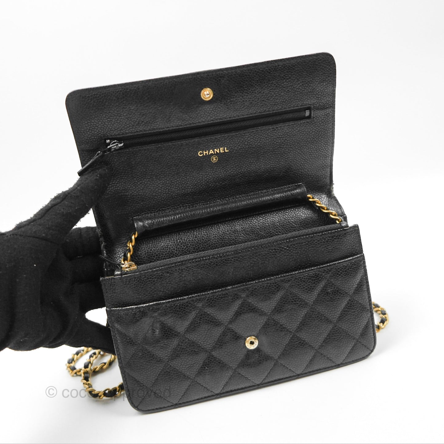 Chanel Boy Wallet on Chain WOC Black Caviar Gold Hardware