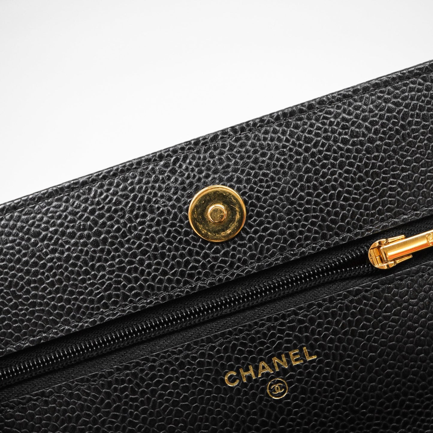 Chanel Quilted WOC Black Caviar Gold Hardware