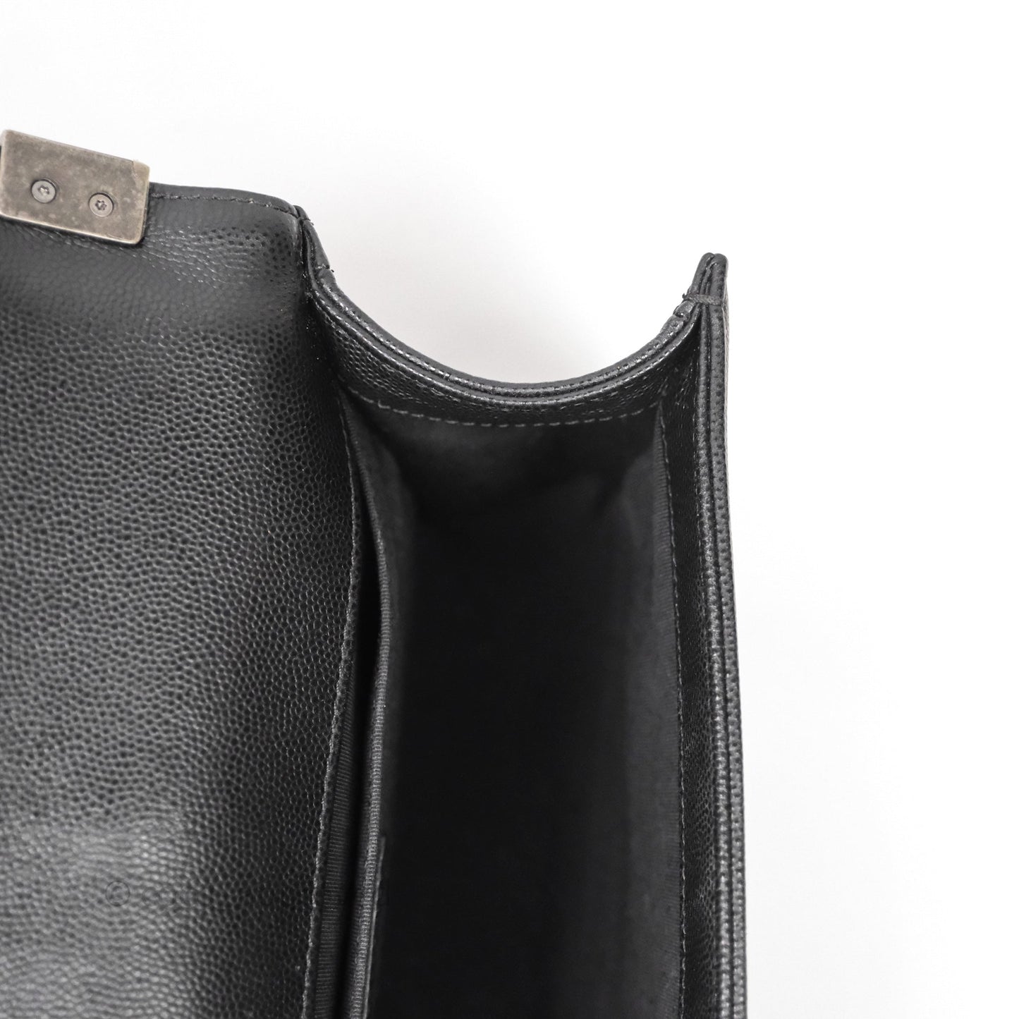 Chanel Medium Boy Chevron Black Caviar Ruthenium Hardware