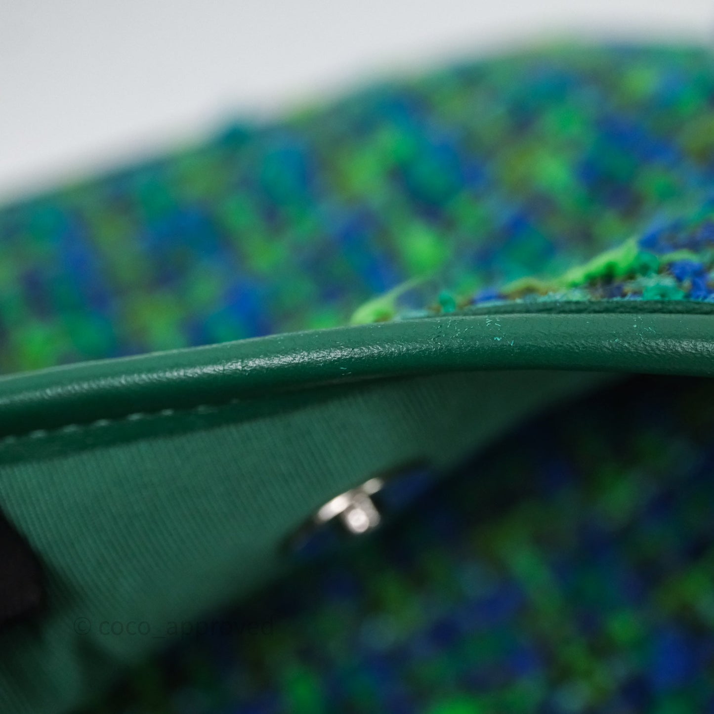 Chanel Tweed Jungle Stroll Hobo Bag Green Silver Hardware