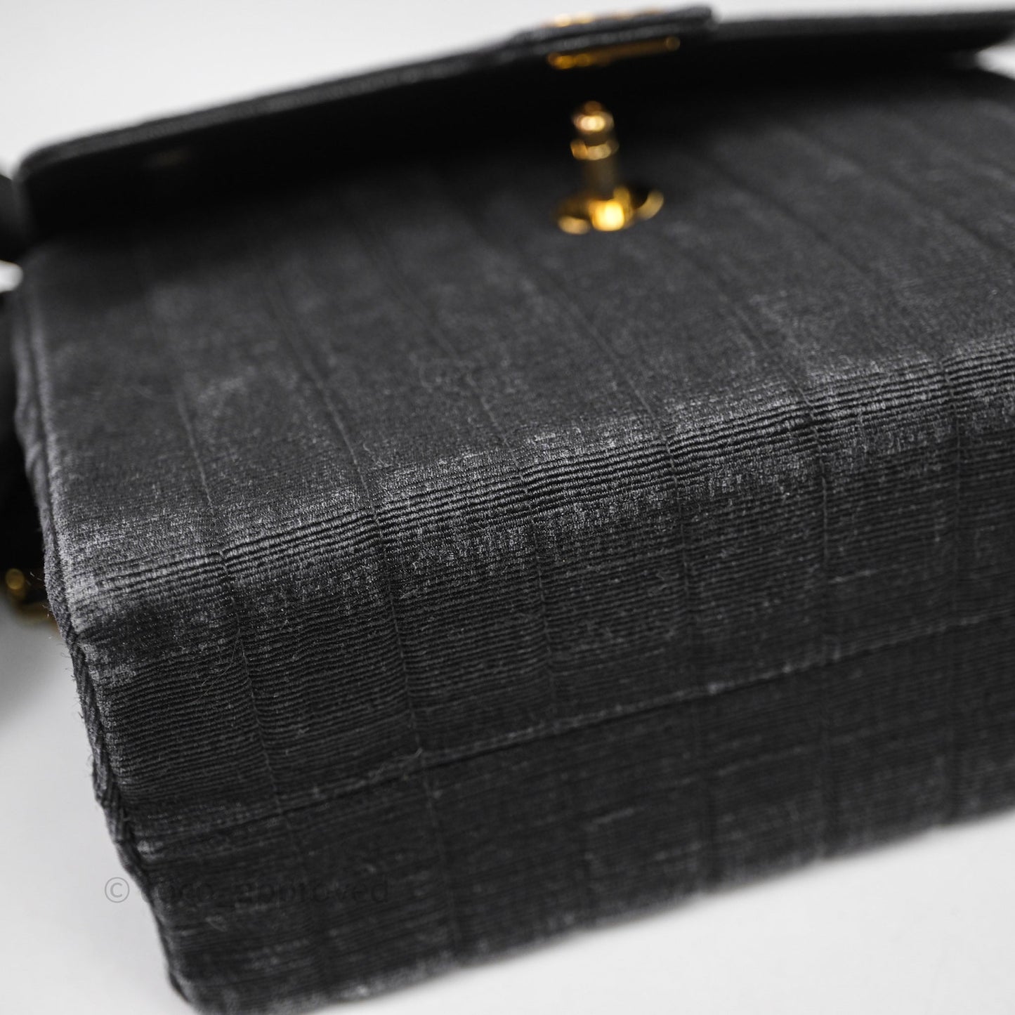 Chanel Vintage Small Flap Bag Black Grosgrain 24K Gold Hardware