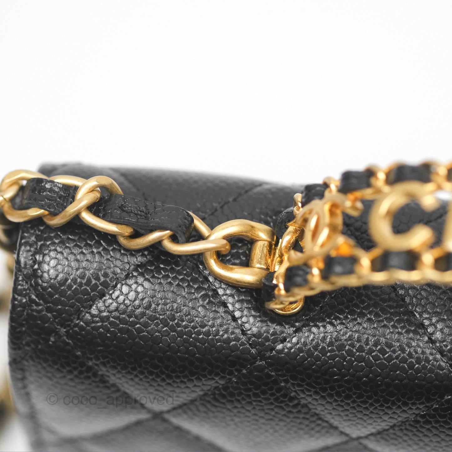 Chanel Top Handle Wallet On Chain WOC Black Caviar Gold Hardware 22S