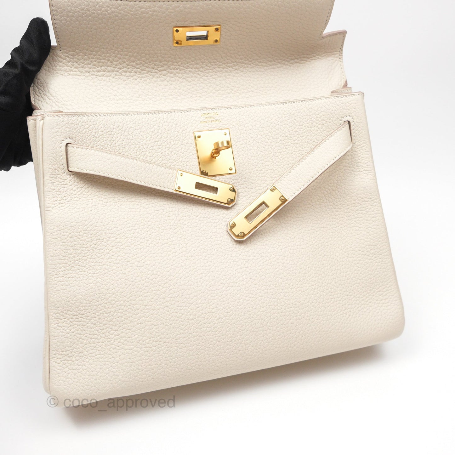 Hermès Kelly 28 Retourn Craie 10 Togo Gold Hardware
