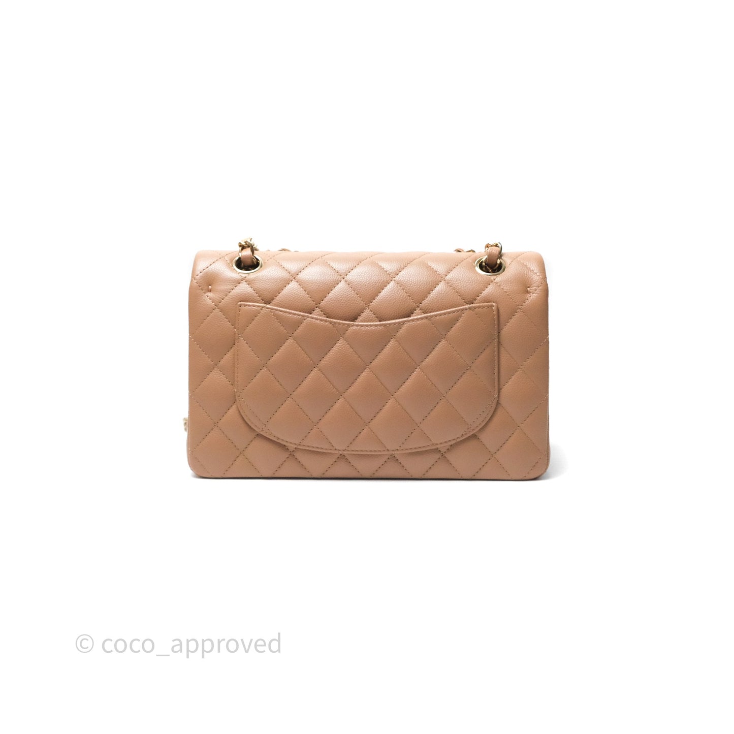 Chanel Small Classic Quilted Flap Dark Beige Caviar Gold Hardware