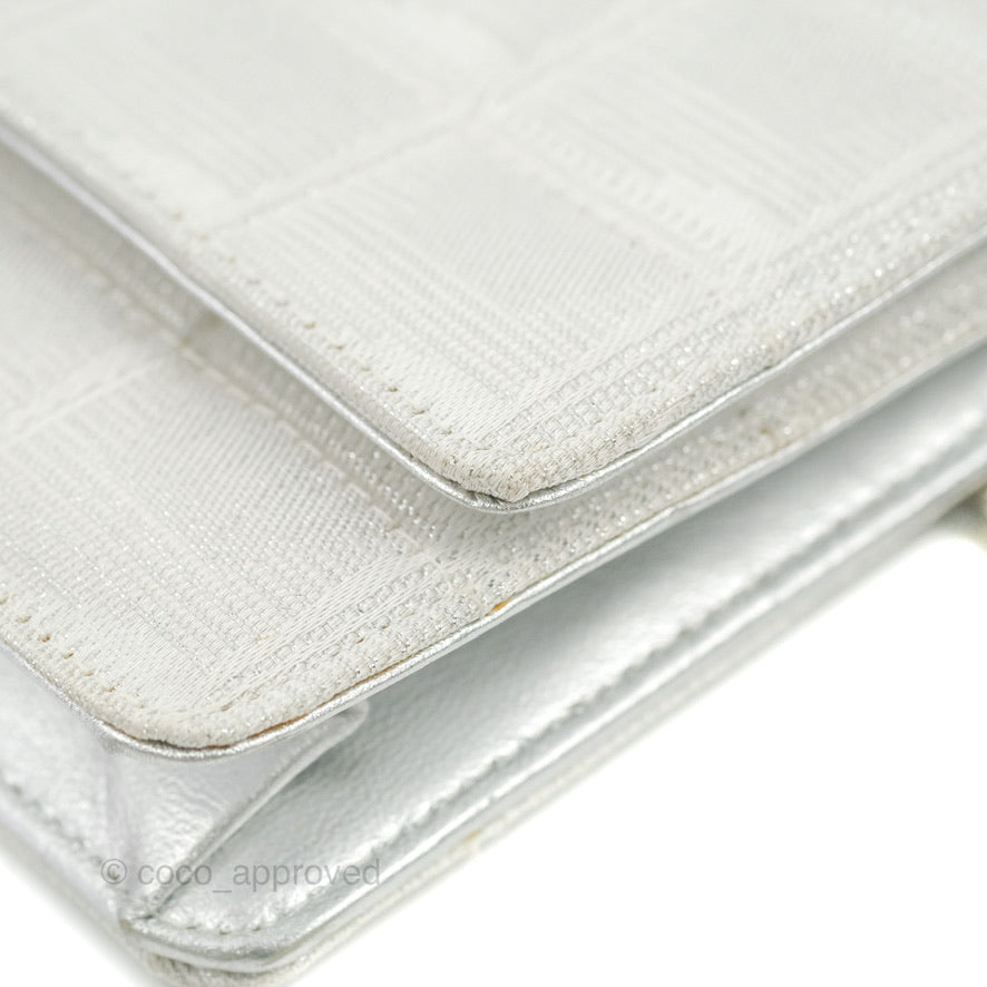 Chanel Vintage Wallet on Chain Silver Ice Cube Fabric