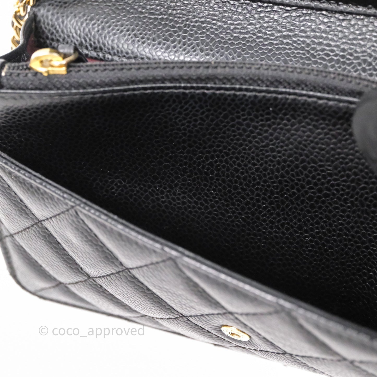 Chanel Classic Wallet On Chain WOC Quilted Black Caviar Gold Hardware
