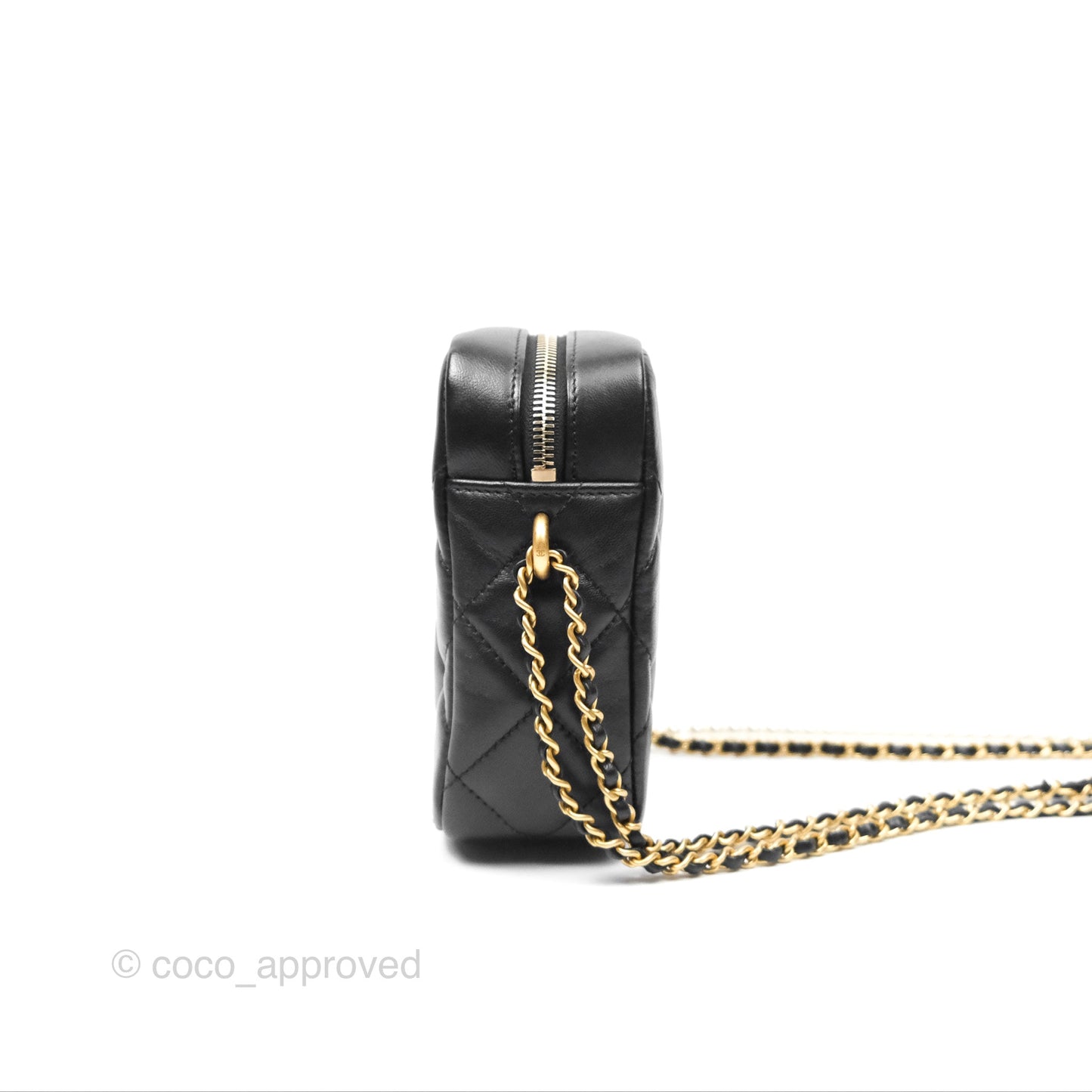 Chanel My Perfect Mini Camera Bag Black Lambskin Aged Gold Hardware