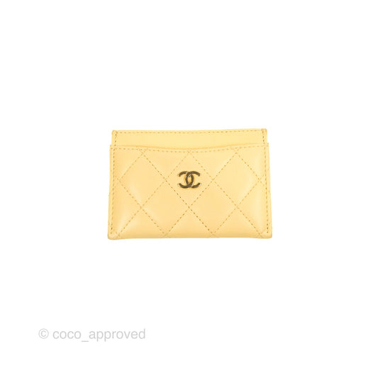 Chanel Classic Lambskin Flat Card Holder Yellow Gold Hardware