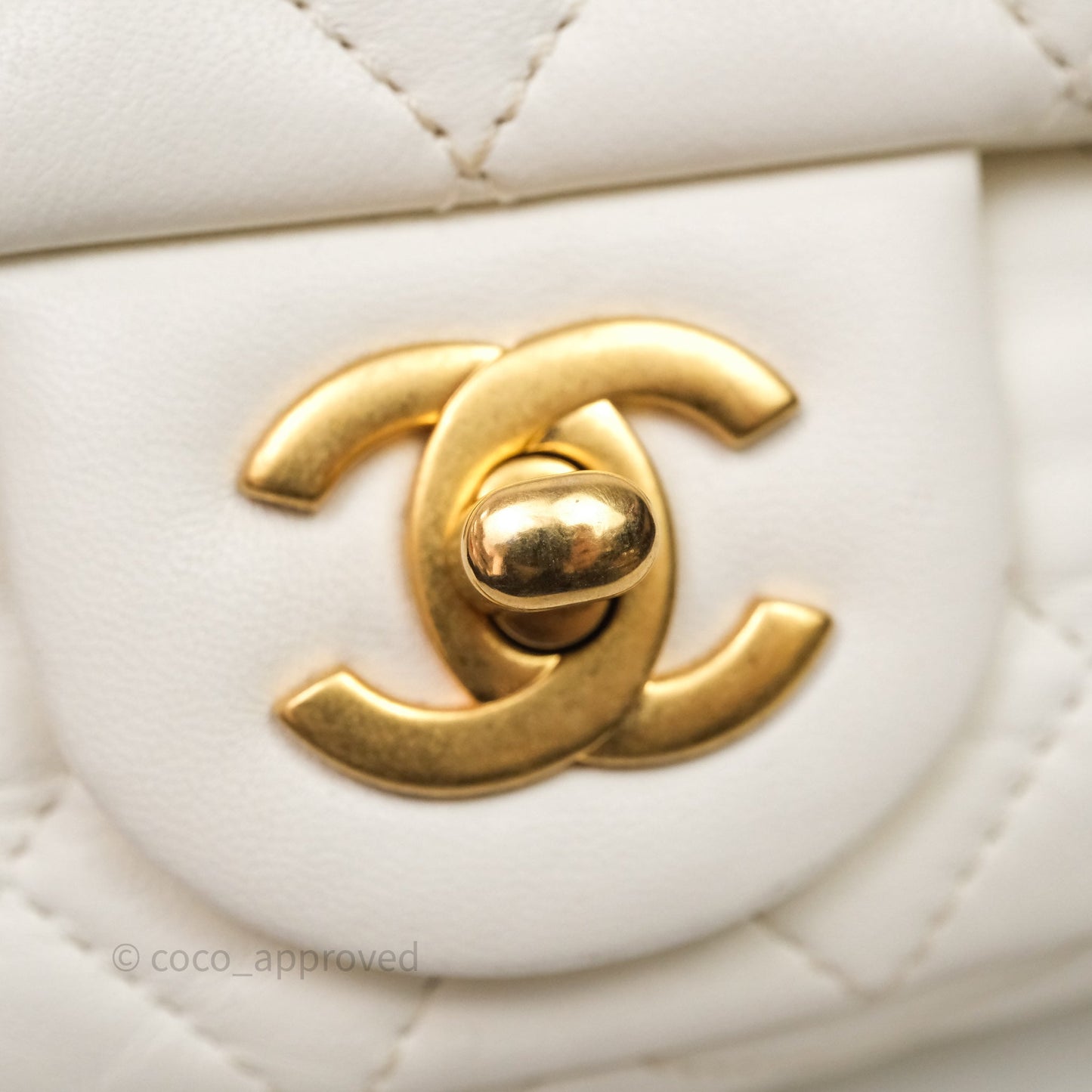 Chanel Mini Rectangular Pearl Crush White Lambskin Aged Gold Hardware