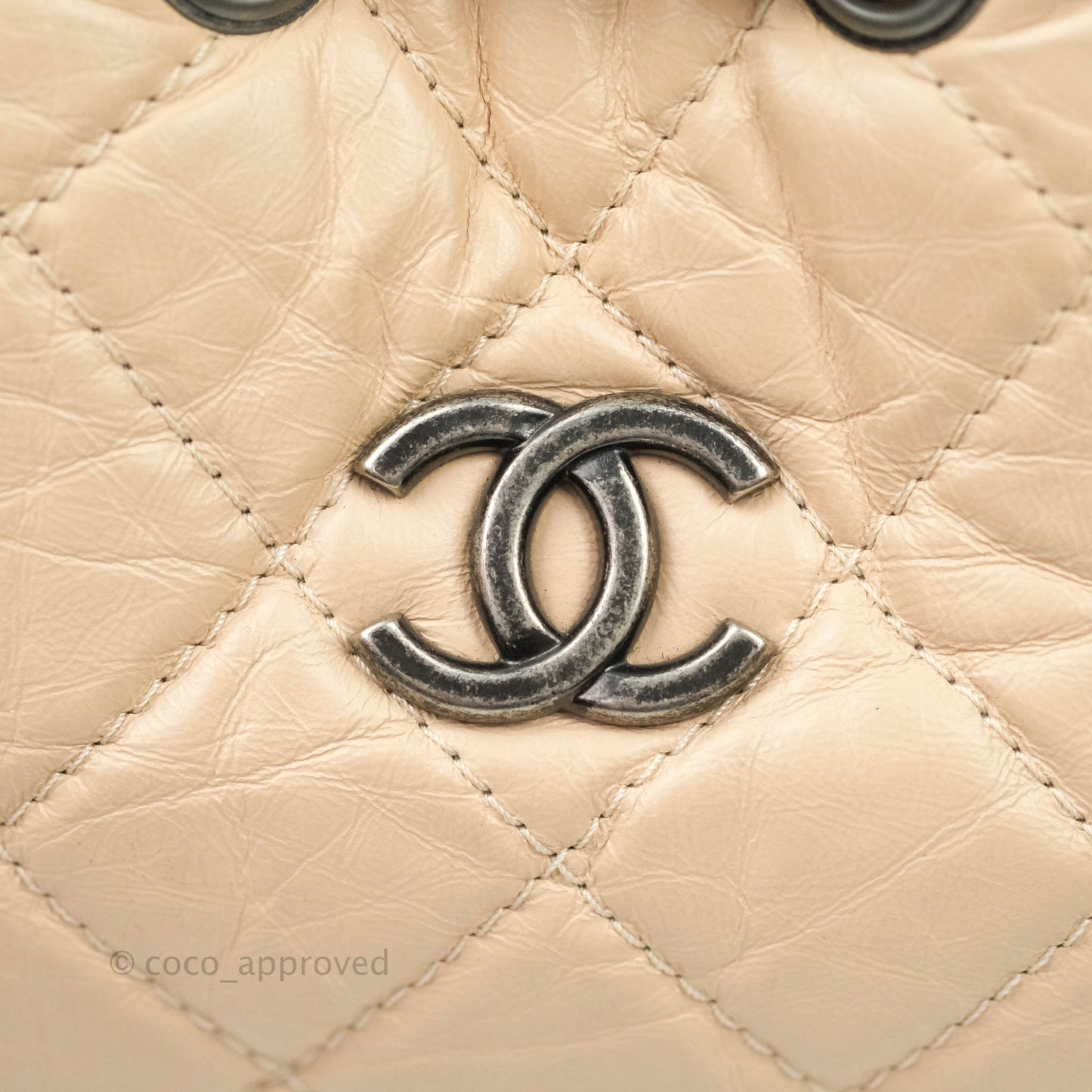 Chanel Gabrielle Backpack Black Aged Calfskin Small Beige Black