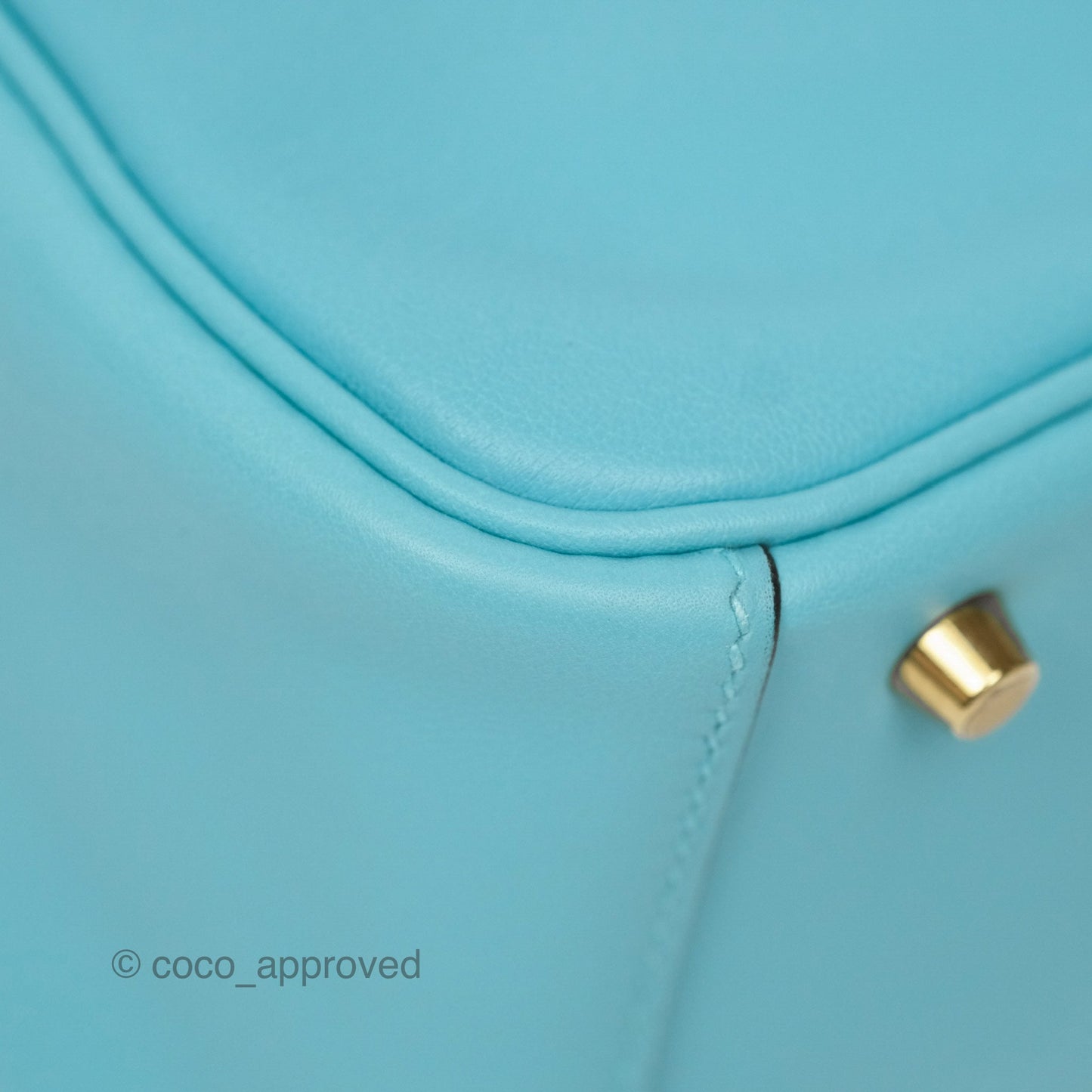 Hermès Mini Lindy 20 Bleu Atoll 3P Swift Gold Hardware