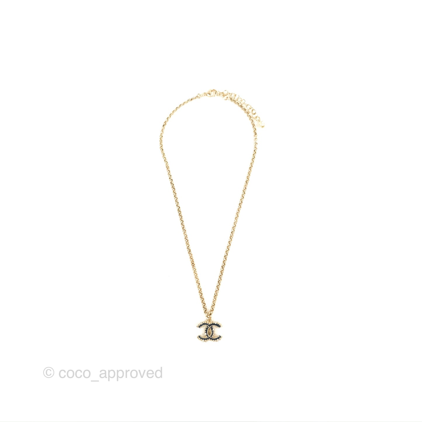 Chanel CC Crystal Blue Necklace Gold Tone 17A