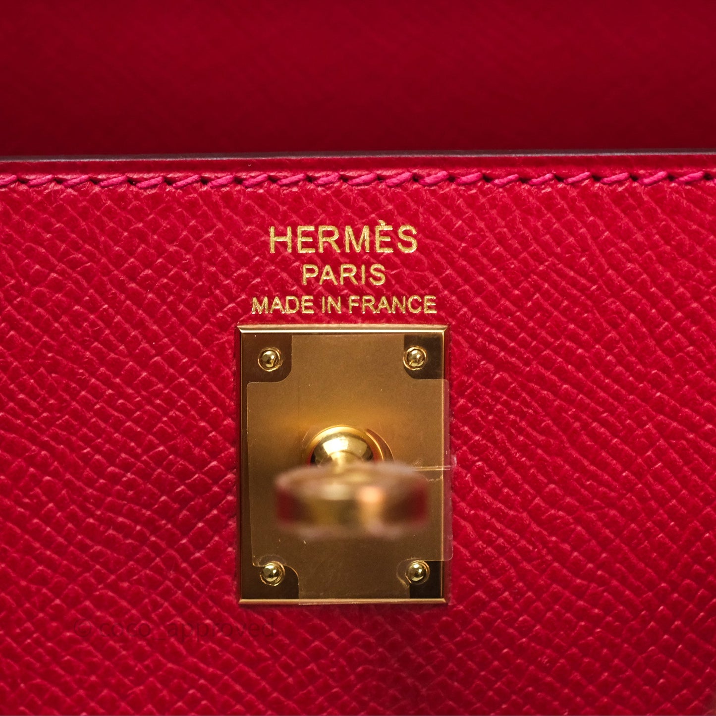 Hermès Sellier Kelly 25 Rouge Casaque Q5 Epsom Gold Hardware