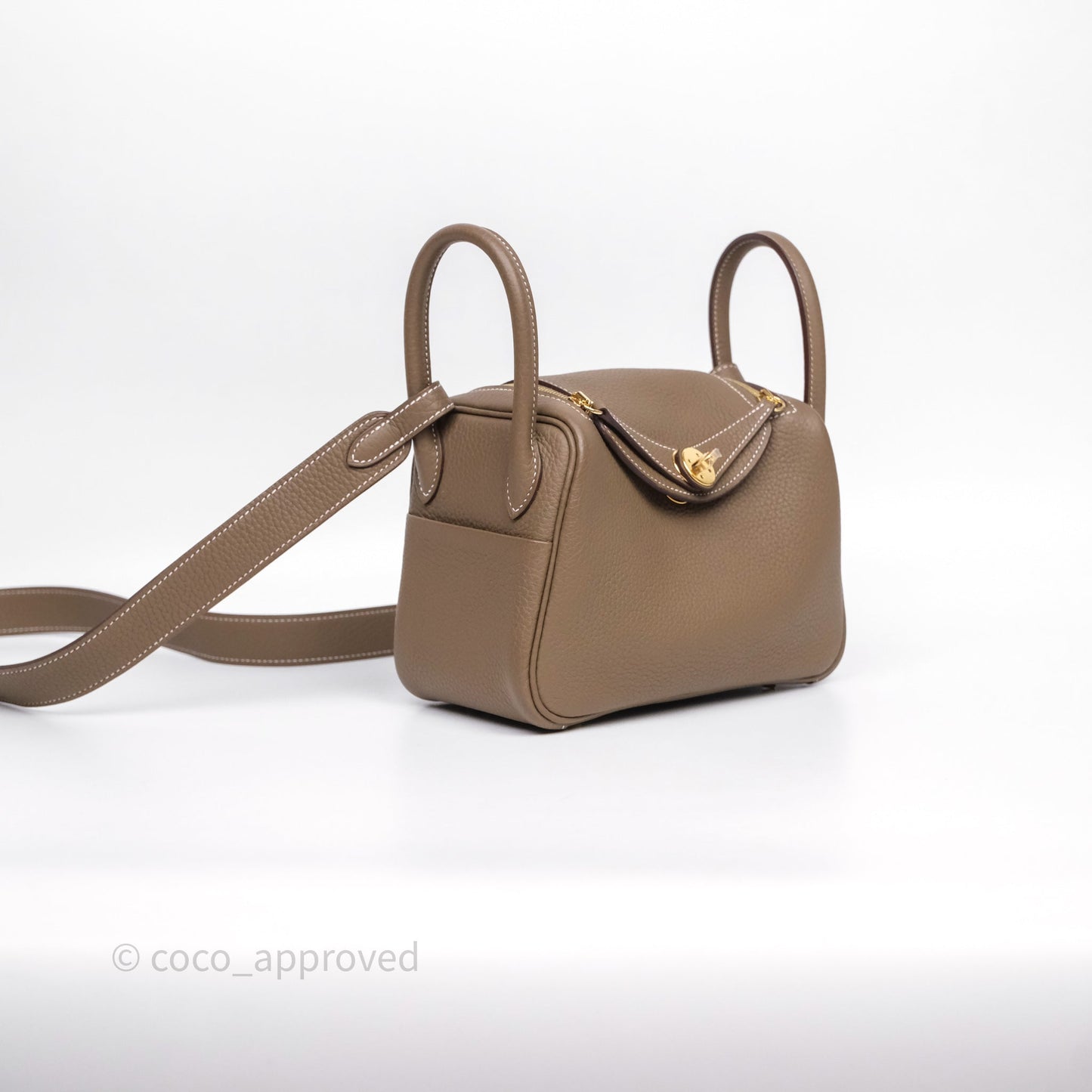 Hermès Mini Lindy 20 Etoupe 18 Clemence Gold Hardware